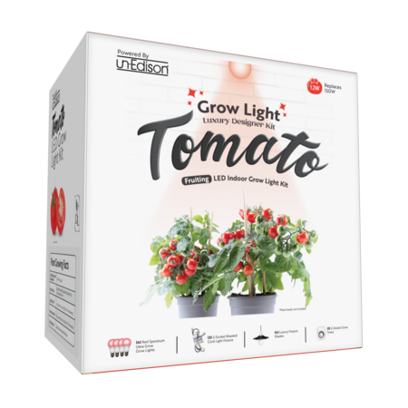 MIRACLE LED 2-Socket Tomato Grow Light Kit- Red Spec. 12W Replace 150W Grow Bulbs, Black Shades, Timer, 2PK 802069